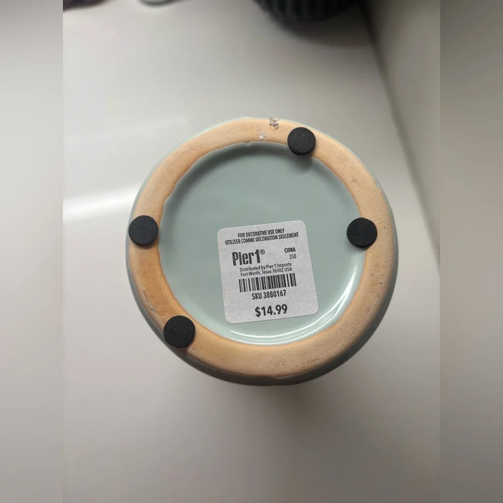 Pier 1 Imports Teal & White Vase - Picture 2 of 4